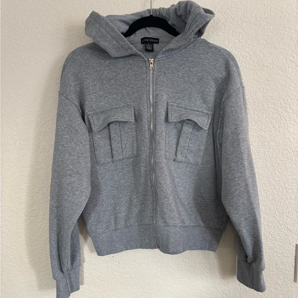 Love Mood Heather Gray Hoodie with Pockets